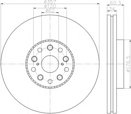 HELLA 8DD 355 116-921 Тормозной диск для LEXUS (Лексус) HELLA 8DD 355 116-921 Тормозной диск для LEXUS (Лексус)