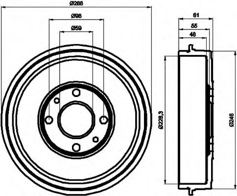 HELLA 8DT 355 300-071 Тормозной барабан для FIAT TEMPRA (Фиат Тэмпра) HELLA 8DT 355 300-071 Тормозной барабан для FIAT TEMPRA (Фиат Тэмпра)