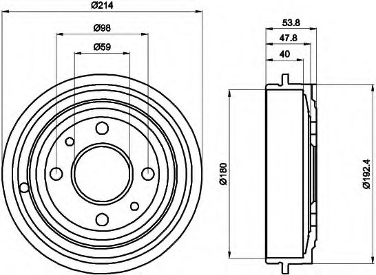 HELLA 8DT 355 300-081 Тормозной барабан для FIAT 500 C (Фиат 500 c) HELLA 8DT 355 300-081 Тормозной барабан для FIAT 500 C (Фиат 500 c)
