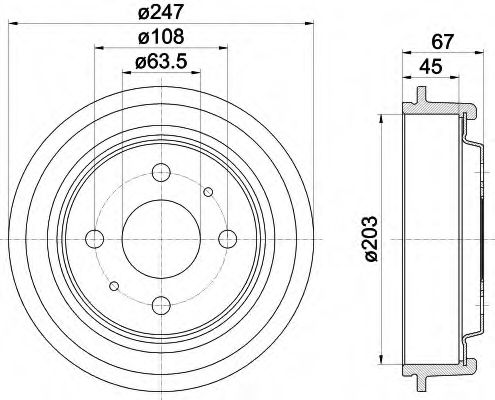 HELLA 8DT 355 300-101 Тормозной барабан для FORD ORION II (Форд Орион 2) HELLA 8DT 355 300-101 Тормозной барабан для FORD ORION II (Форд Орион 2)