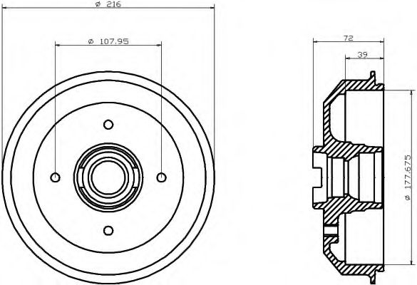 HELLA 8DT 355 300-121 Тормозной барабан для FORD FIESTA (Форд Фиэста) HELLA 8DT 355 300-121 Тормозной барабан для FORD FIESTA (Форд Фиэста)
