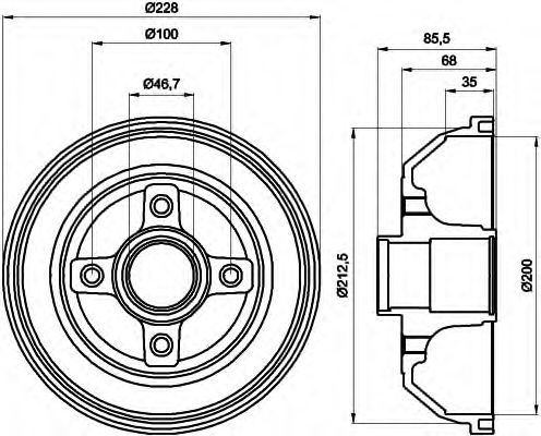 HELLA 8DT 355 300-401 Тормозной барабан для OPEL VITA C (Опель Vита c) HELLA 8DT 355 300-401 Тормозной барабан для OPEL VITA C (Опель Vита c)