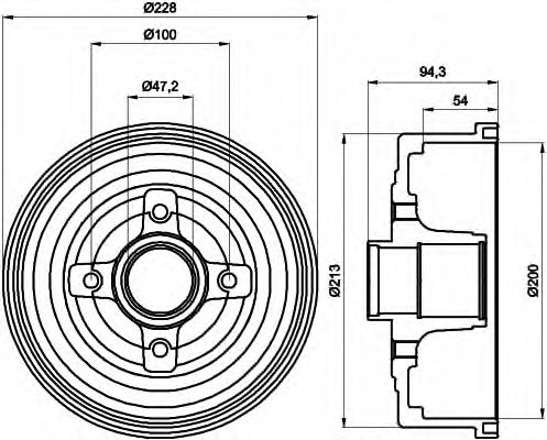 HELLA 8DT 355 300-411 Тормозной барабан для OPEL VITA C (Опель Vита c) HELLA 8DT 355 300-411 Тормозной барабан для OPEL VITA C (Опель Vита c)