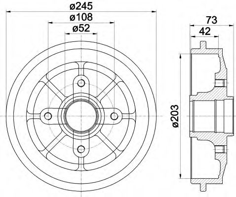 HELLA 8DT 355 300-591 Тормозной барабан для PEUGEOT 206 SW (Пежо 206 св) HELLA 8DT 355 300-591 Тормозной барабан для PEUGEOT 206 SW (Пежо 206 св)