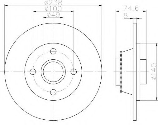 HELLA 8DD 355 113-441 Тормозной диск для RENAULT CLIO I (Рено Cлио и) HELLA 8DD 355 113-441 Тормозной диск для RENAULT CLIO I (Рено Cлио и)