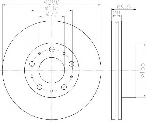 HELLA 8DD 355 113-691 Тормозной диск для FIAT (Фиат) HELLA 8DD 355 113-691 Тормозной диск для FIAT (Фиат)