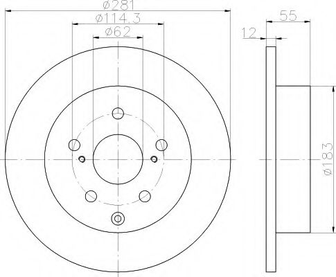 HELLA 8DD 355 114-071 Тормозной диск для TOYOTA (FAW) RAV4 (Тойота/тоета (фав) Раv4) HELLA 8DD 355 114-071 Тормозной диск для TOYOTA (FAW) RAV4 (Тойота/тоета (фав) Раv4)