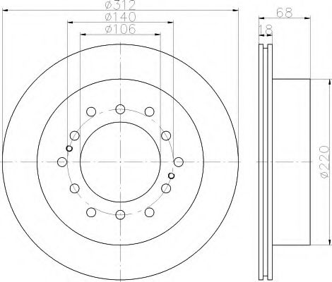 HELLA 8DD 355 114-861 Тормозной диск для TOYOTA (FAW) PRADO (Тойота/тоета (фав) Прадо) HELLA 8DD 355 114-861 Тормозной диск для TOYOTA (FAW) PRADO (Тойота/тоета (фав) Прадо)