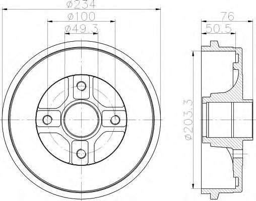 HELLA 8DT 355 301-071 Тормозной барабан для RENAULT (Рено) HELLA 8DT 355 301-071 Тормозной барабан для RENAULT (Рено)