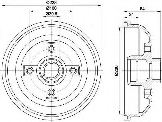 HELLA 8DT 355 301-161 Тормозной барабан для OPEL CORSA A (Опель Cорса а) HELLA 8DT 355 301-161 Тормозной барабан для OPEL CORSA A (Опель Cорса а)