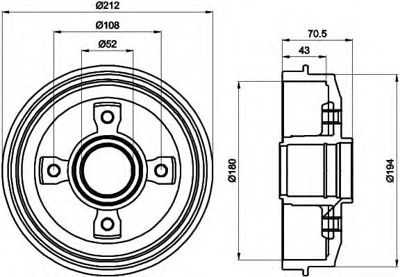 HELLA 8DT 355 301-211 Тормозной барабан для PEUGEOT 205 II (Пежо 205 2) HELLA 8DT 355 301-211 Тормозной барабан для PEUGEOT 205 II (Пежо 205 2)