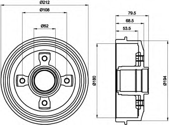 HELLA 8DT 355 301-221 Тормозной барабан для PEUGEOT 309 II (Пежо 309 2) HELLA 8DT 355 301-221 Тормозной барабан для PEUGEOT 309 II (Пежо 309 2)