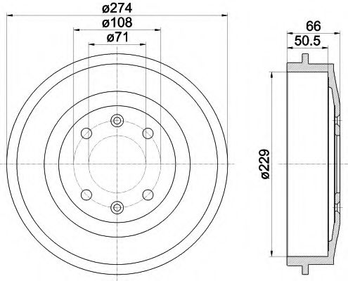 HELLA 8DT 355 301-231 Тормозной барабан для PEUGEOT 305 II (Пежо 305 2) HELLA 8DT 355 301-231 Тормозной барабан для PEUGEOT 305 II (Пежо 305 2)