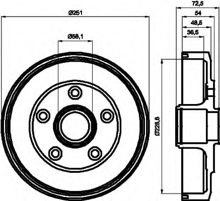 HELLA 8DT 355 301-301 Тормозной барабан для MAZDA 626 III (Мазда 626 3) HELLA 8DT 355 301-301 Тормозной барабан для MAZDA 626 III (Мазда 626 3)