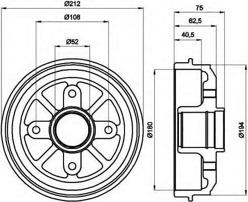 HELLA 8DT 355 301-311 Тормозной барабан для CITROËN CHANSON (CитроËн Чансон) HELLA 8DT 355 301-311 Тормозной барабан для CITROËN CHANSON (CитроËн Чансон)