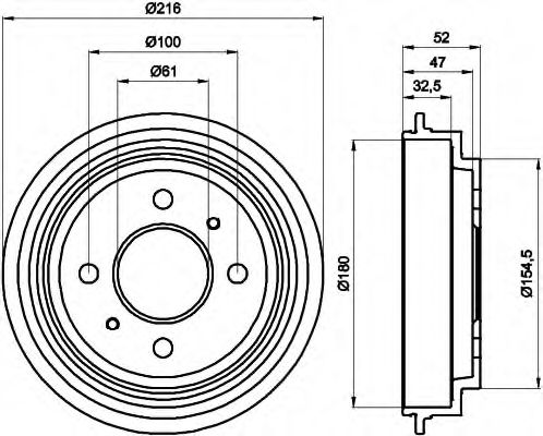 HELLA 8DT 355 301-471 Тормозной барабан для NISSAN FIGARO (Ниссан Фигаро) HELLA 8DT 355 301-471 Тормозной барабан для NISSAN FIGARO (Ниссан Фигаро)
