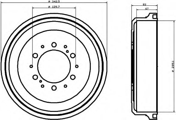 HELLA 8DT 355 301-491 Тормозной барабан для TOYOTA 4 RUNNER (Тойота/тоета 4 руннэр) HELLA 8DT 355 301-491 Тормозной барабан для TOYOTA 4 RUNNER (Тойота/тоета 4 руннэр)