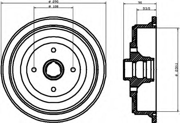 HELLA 8DT 355 301-521 Тормозной барабан для AUDI 5000 (Ауди 5000)