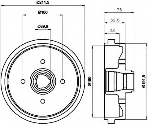 HELLA 8DT 355 301-631 Тормозной барабан для VOLKSWAGEN SCIROCCO (Фольксваген Сcироccо) HELLA 8DT 355 301-631 Тормозной барабан для VOLKSWAGEN SCIROCCO (Фольксваген Сcироccо)