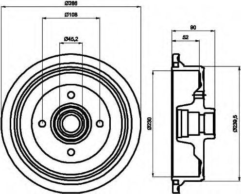 HELLA 8DT 355 301-681 Тормозной барабан для VOLKSWAGEN CADDY I (Фольксваген Cаддъ и) HELLA 8DT 355 301-681 Тормозной барабан для VOLKSWAGEN CADDY I (Фольксваген Cаддъ и)