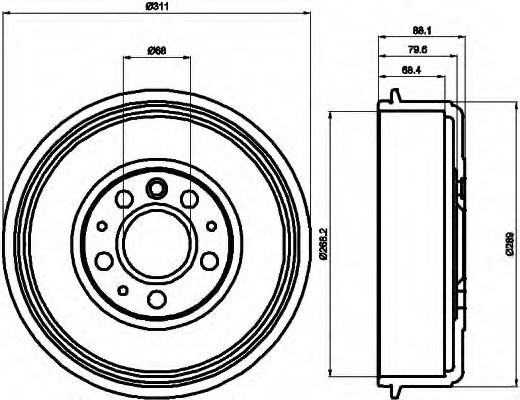 HELLA 8DT 355 301-721 Тормозной барабан для VOLKSWAGEN PANEL (Фольксваген Панэл) HELLA 8DT 355 301-721 Тормозной барабан для VOLKSWAGEN PANEL (Фольксваген Панэл)