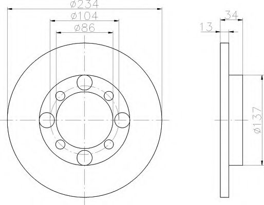 HELLA 8DD 355 105-781 Тормозной диск для MITSUBISHI LANCER IV (Митсубиши/митсубиси Ланcэр иv) HELLA 8DD 355 105-781 Тормозной диск для MITSUBISHI LANCER IV (Митсубиши/митсубиси Ланcэр иv)