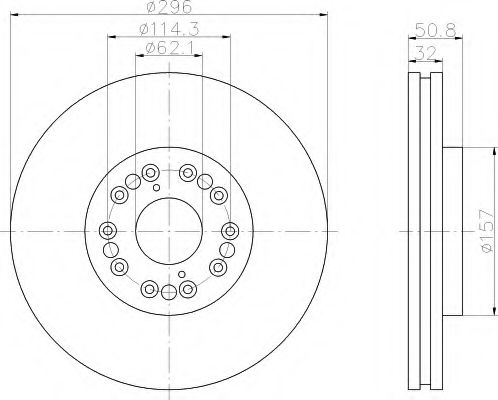 HELLA 8DD 355 107-971 Тормозной диск для LEXUS (Лексус) HELLA 8DD 355 107-971 Тормозной диск для LEXUS (Лексус)