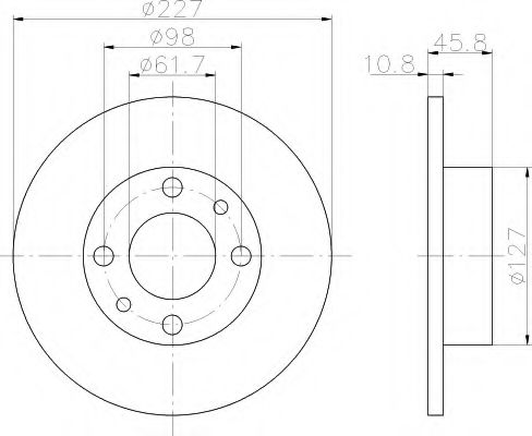 HELLA 8DD 355 100-361 Тормозной диск для FIAT STRADA II (Фиат Страда 2) HELLA 8DD 355 100-361 Тормозной диск для FIAT STRADA II (Фиат Страда 2)