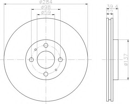 HELLA 8DD 355 102-531 Тормозной диск для FIAT (Фиат) HELLA 8DD 355 102-531 Тормозной диск для FIAT (Фиат)