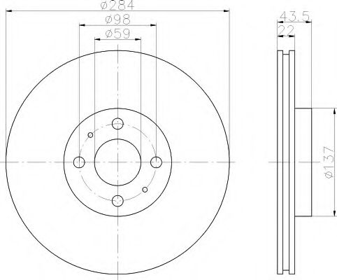 HELLA 8DD 355 102-391 Тормозной диск для FIAT DOBLO (Фиат Добло) HELLA 8DD 355 102-391 Тормозной диск для FIAT DOBLO (Фиат Добло)