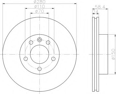 HELLA 8DD 355 101-511 Тормозной диск для OPEL OMEGA A (Опель Омэга а) HELLA 8DD 355 101-511 Тормозной диск для OPEL OMEGA A (Опель Омэга а)