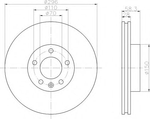 HELLA 8DD 355 102-831 Тормозной диск для OPEL OMEGA B (Опель Омега б) HELLA 8DD 355 102-831 Тормозной диск для OPEL OMEGA B (Опель Омега б)