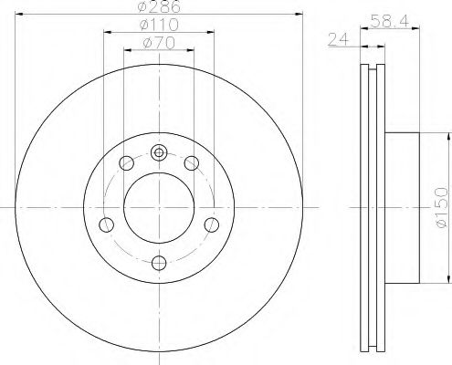 HELLA 8DD 355 103-721 Тормозной диск для OPEL OMEGA B (Опель Омега б) HELLA 8DD 355 103-721 Тормозной диск для OPEL OMEGA B (Опель Омега б)