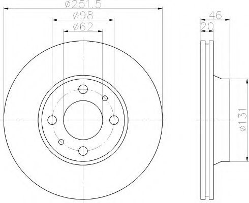 HELLA 8DD 355 103-561 Тормозной диск для SEAT (Сеат) HELLA 8DD 355 103-561 Тормозной диск для SEAT (Сеат)