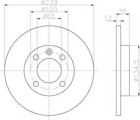 HELLA 8DD 355 100-131 Тормозной диск для VOLKSWAGEN SANTANA (Фольксваген Сантана) HELLA 8DD 355 100-131 Тормозной диск для VOLKSWAGEN SANTANA (Фольксваген Сантана)