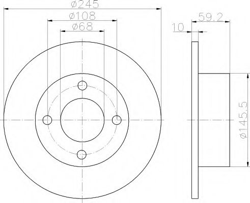 HELLA 8DD 355 100-601 Тормозной диск для AUDI 100 (Ауди 100) HELLA 8DD 355 100-601 Тормозной диск для AUDI 100 (Ауди 100)