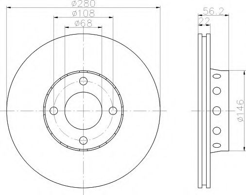 HELLA 8DD 355 103-091 Тормозной диск для AUDI 90 (Ауди 90) HELLA 8DD 355 103-091 Тормозной диск для AUDI 90 (Ауди 90)