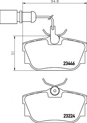 HELLA 8DB 355 018-571 Тормозные колодки для VOLKSWAGEN T4 MULTIVAN (Фольксваген Т4 мултиvан) HELLA 8DB 355 018-571 Тормозные колодки для VOLKSWAGEN T4 MULTIVAN (Фольксваген Т4 мултиvан)