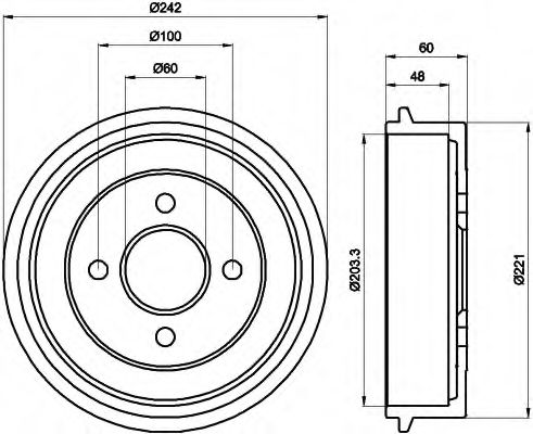 HELLA 8DT 355 302-341 Тормозной барабан для VOLVO 340-360 (Вольво 340-360) HELLA 8DT 355 302-341 Тормозной барабан для VOLVO 340-360 (Вольво 340-360)