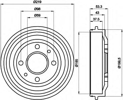 HELLA 8DT 355 301-961 Тормозной барабан для FIAT STRADA II (Фиат Страда 2) HELLA 8DT 355 301-961 Тормозной барабан для FIAT STRADA II (Фиат Страда 2)