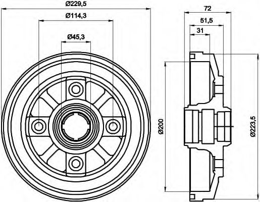 HELLA 8DT 355 302-021 Тормозной барабан для MAZDA 626 II (Мазда 626 2) HELLA 8DT 355 302-021 Тормозной барабан для MAZDA 626 II (Мазда 626 2)