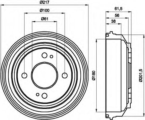 HELLA 8DT 355 302-051 Тормозной барабан для HONDA CRX II (Хонда Cрх 2) HELLA 8DT 355 302-051 Тормозной барабан для HONDA CRX II (Хонда Cрх 2)