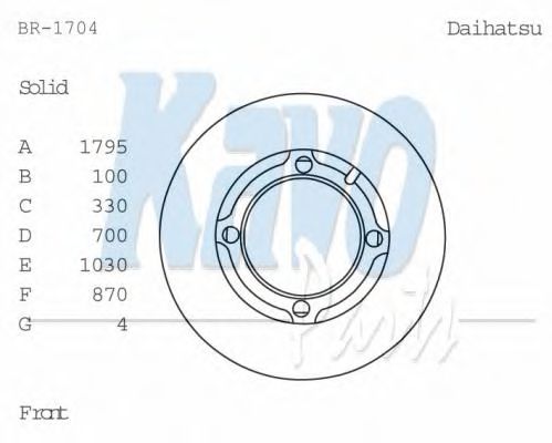 KAVO PARTS BR-1704 Тормозной диск для DAIHATSU CUORE I (Дайхатсу Cуорэ и) KAVO PARTS BR-1704 Тормозной диск для DAIHATSU CUORE I (Дайхатсу Cуорэ и)