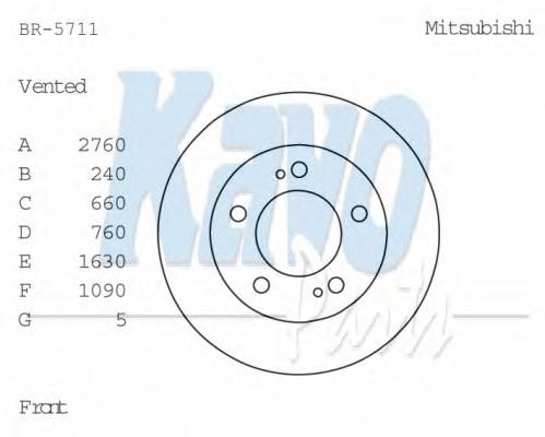 KAVO PARTS BR-5711 Тормозной диск для MITSUBISHI STARION (Митсубиши/митсубиси Старион) KAVO PARTS BR-5711 Тормозной диск для MITSUBISHI STARION (Митсубиши/митсубиси Старион)