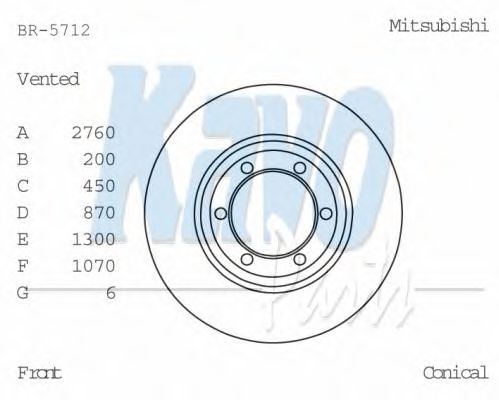KAVO PARTS BR-5712 Тормозной диск для MITSUBISHI MONTERO (Митсубиши/митсубиси Монтэро) KAVO PARTS BR-5712 Тормозной диск для MITSUBISHI MONTERO (Митсубиши/митсубиси Монтэро)