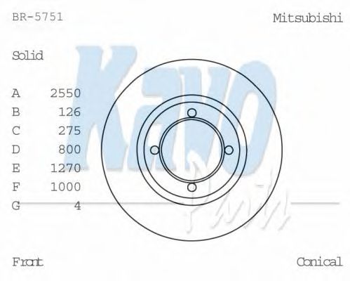 KAVO PARTS BR-5751 Тормозной диск для MITSUBISHI SAPPORO (Митсубиши/митсубиси Саппоро) KAVO PARTS BR-5751 Тормозной диск для MITSUBISHI SAPPORO (Митсубиши/митсубиси Саппоро)