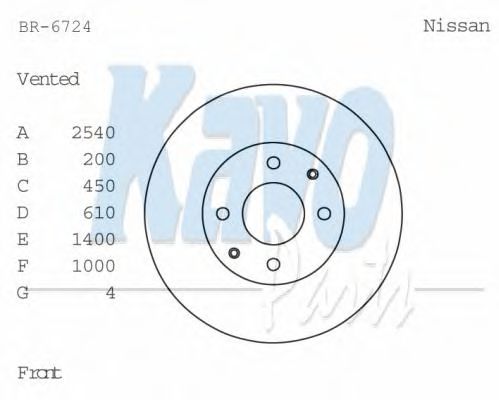 KAVO PARTS BR-6724 Тормозной диск для NISSAN (Ниссан) KAVO PARTS BR-6724 Тормозной диск для NISSAN (Ниссан)