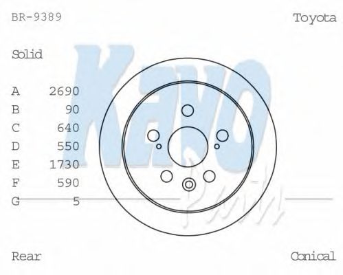 KAVO PARTS BR-9389 Тормозной диск для TOYOTA (Тойота/тоета)