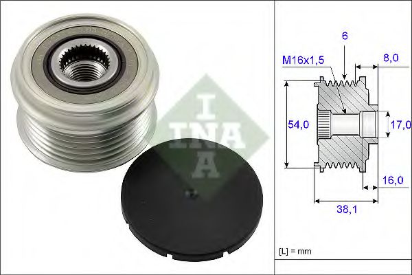 INA 535 0063 10 Механизм свободного хода генератора для FIAT PETRA (Фиат Пэтра) INA 535 0063 10 Механизм свободного хода генератора для FIAT PETRA (Фиат Пэтра)