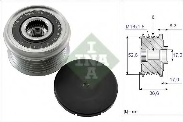 INA 535 0137 10 Механизм свободного хода генератора для NISSAN (Ниссан) INA 535 0137 10 Механизм свободного хода генератора для NISSAN (Ниссан)